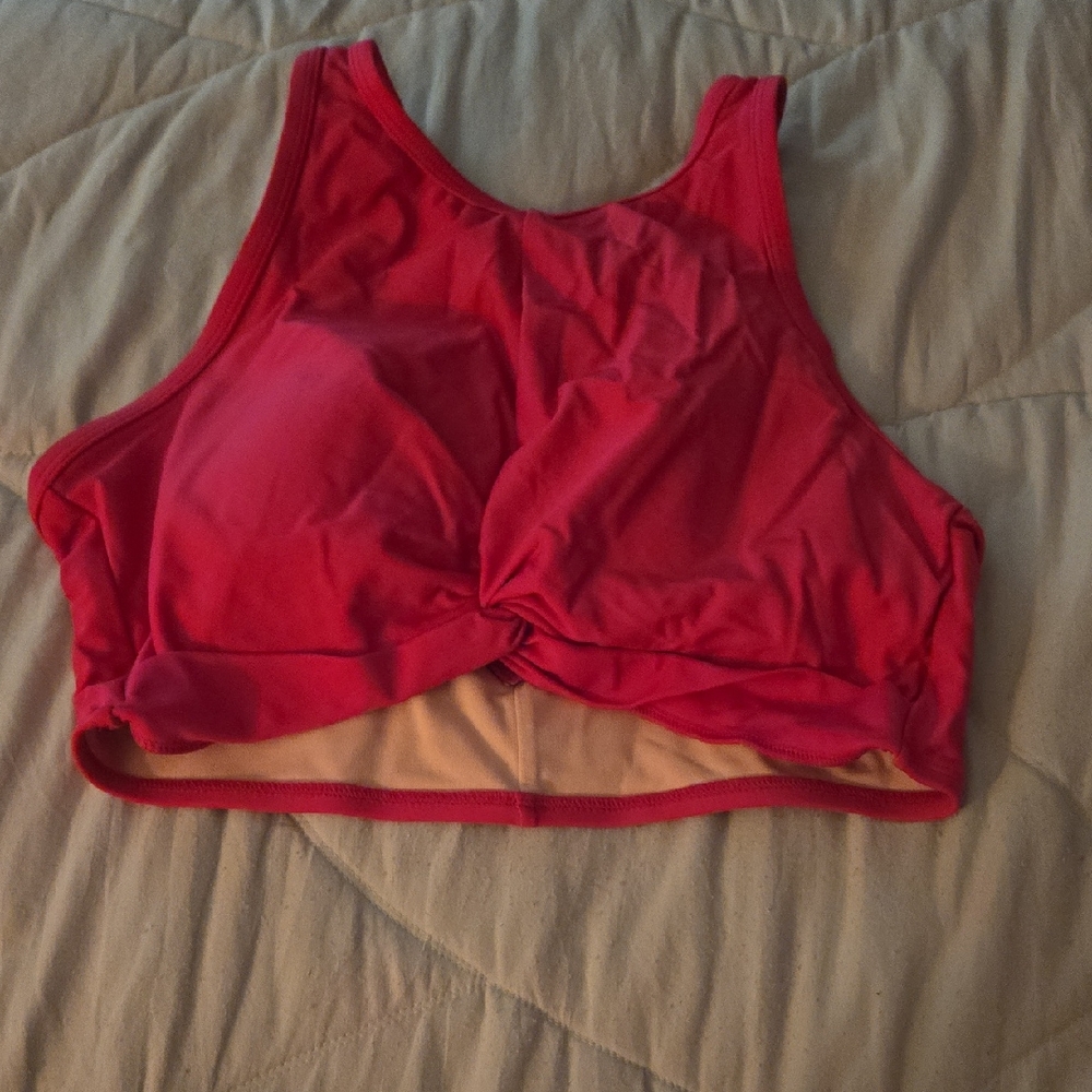 Kona Sol Pink Twist Front Swim Top
